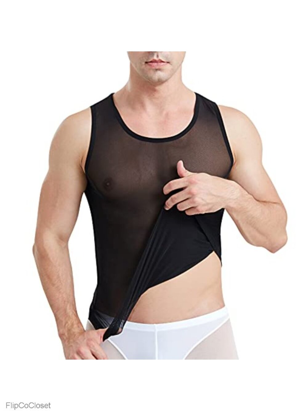 Men's Sheer Mesh Tank Top Sleeveless Muscle Shirt Gym Workout